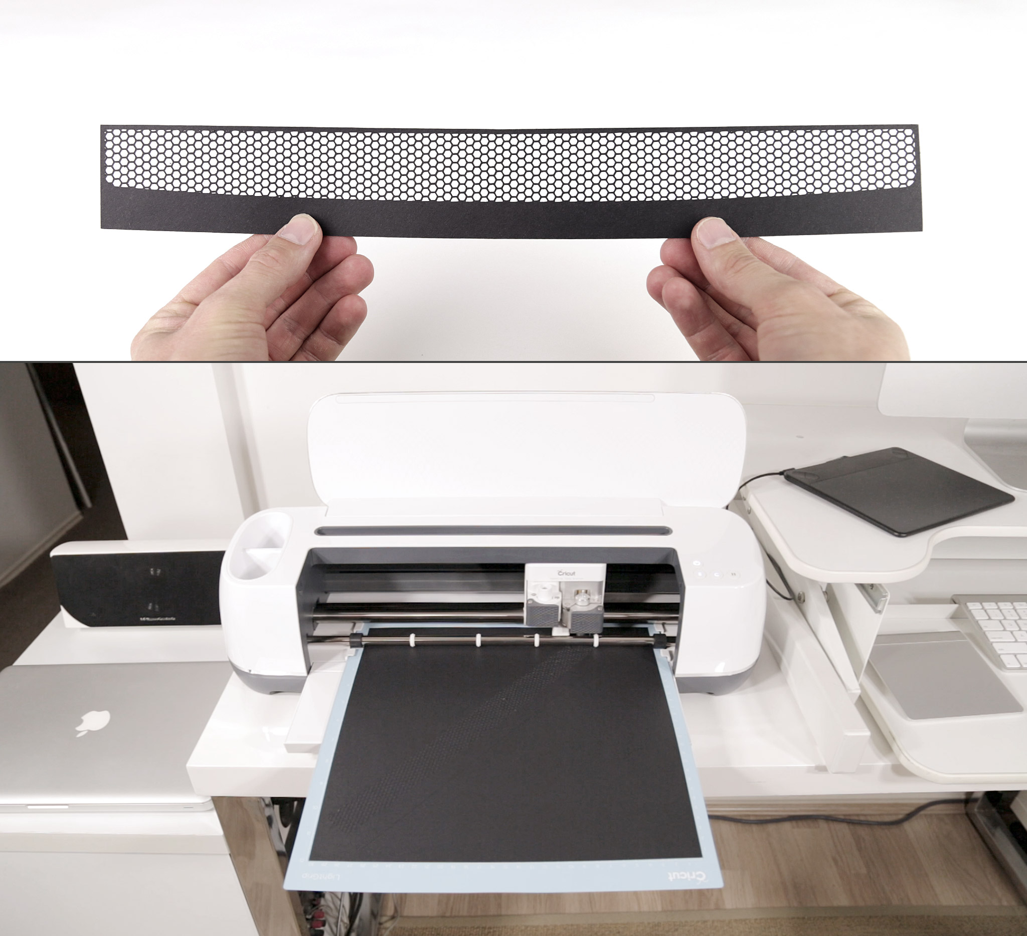 Previously I would have spent weeks cutting a complex part like this rear bumper main grille piece (top) by hand with a craft knife. But now I have an amazing machine called a Cricut Maker. It automagically cuts them quickly and precisely for me. Thank you so much @officialcricut - you actually saved my life. Unfortunately, it can only cut the paper parts, not all the cardboard or foam core board pieces, but it's still and amazing help.