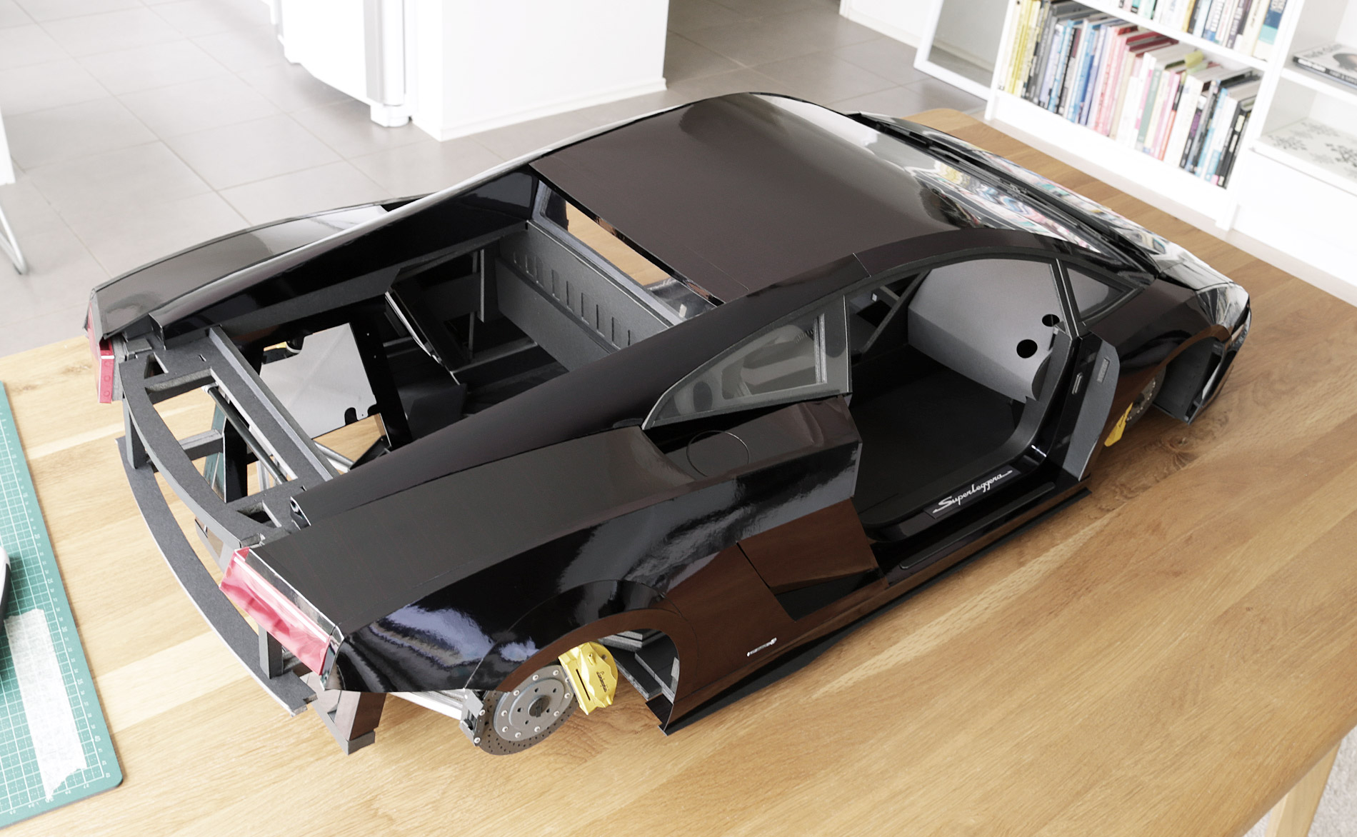 Rear three-quarter view. I wanted to make the petrol filler cover functional, but I needed to keep moving on more important things.