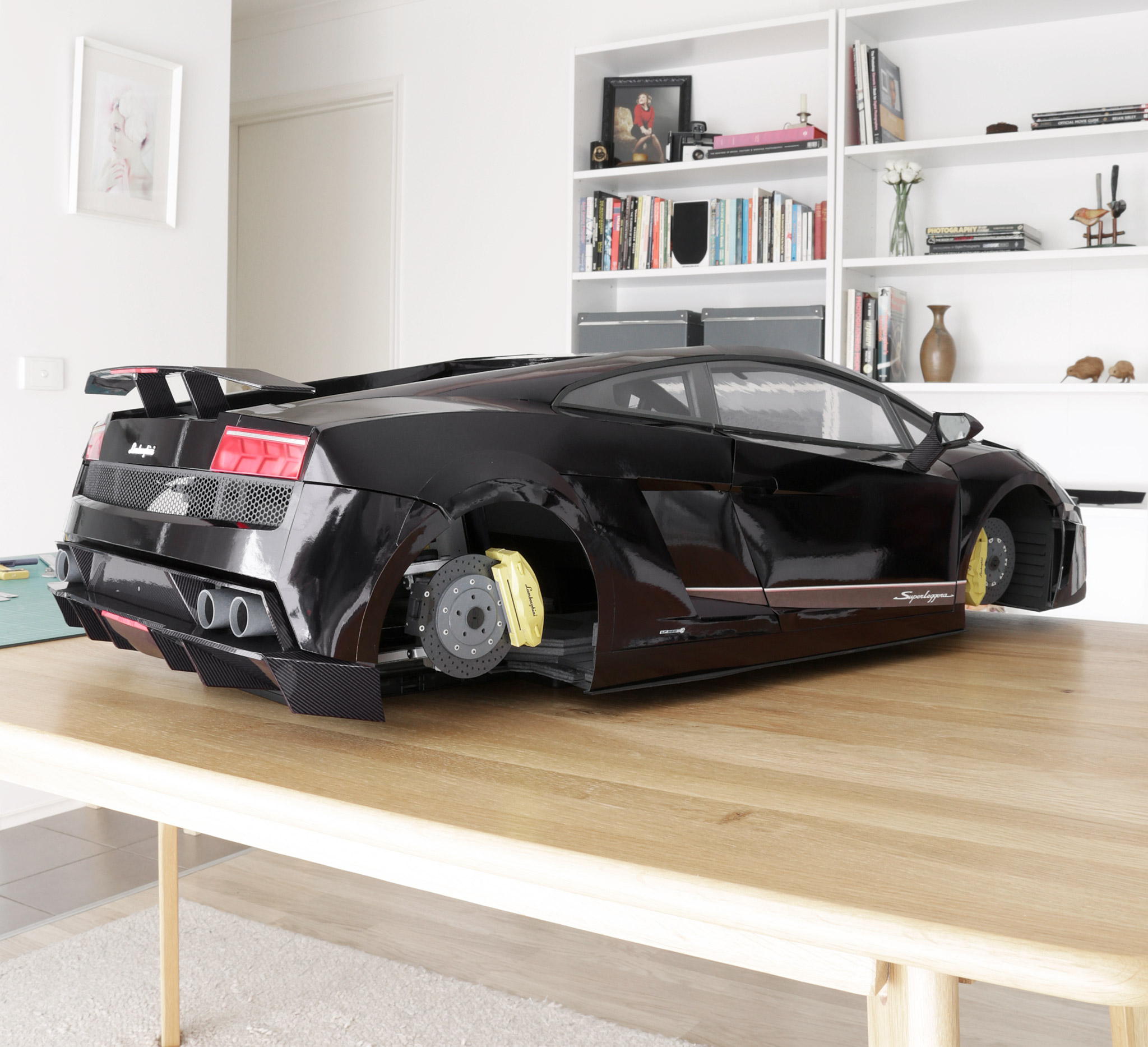 Another view of the completed body. I'd spent several months designing hundreds of parts for doors; engine cover; and rear bumper.