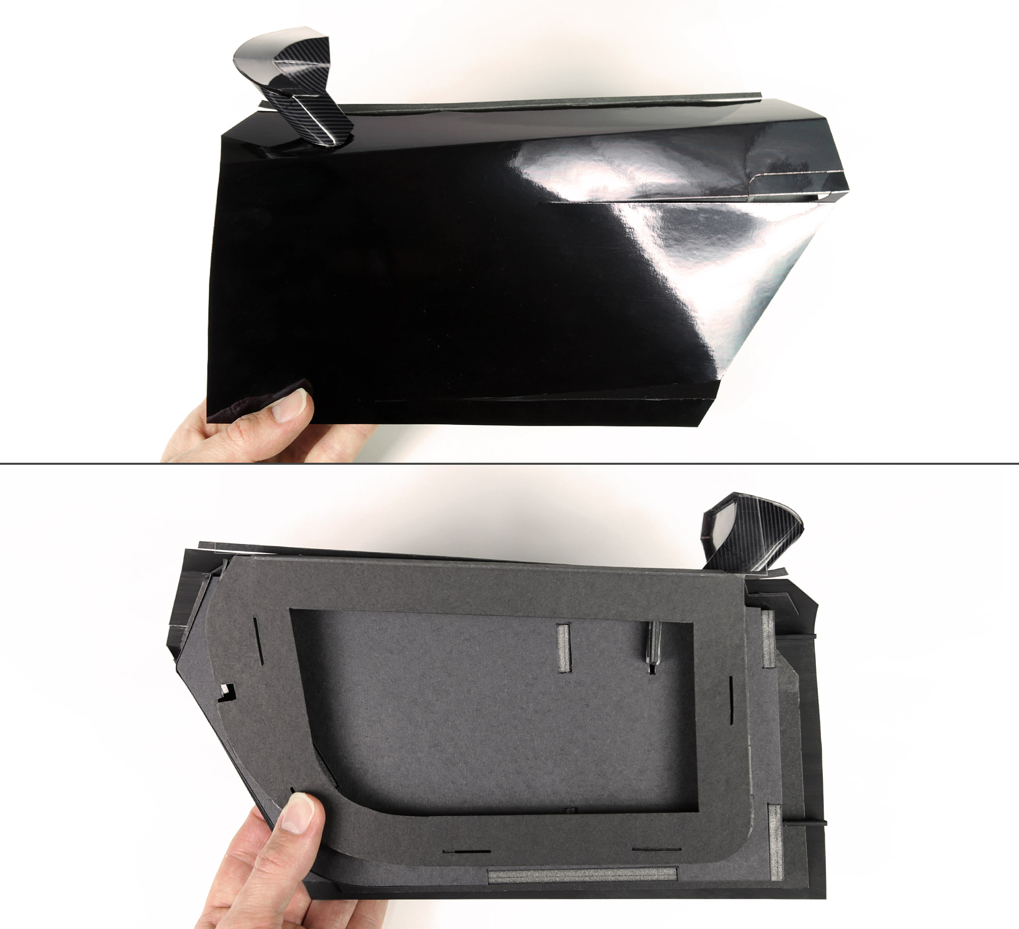 One of the completed doors. Outside (top) and inside (bottom). The inside will soon have an interior door panel fitted.